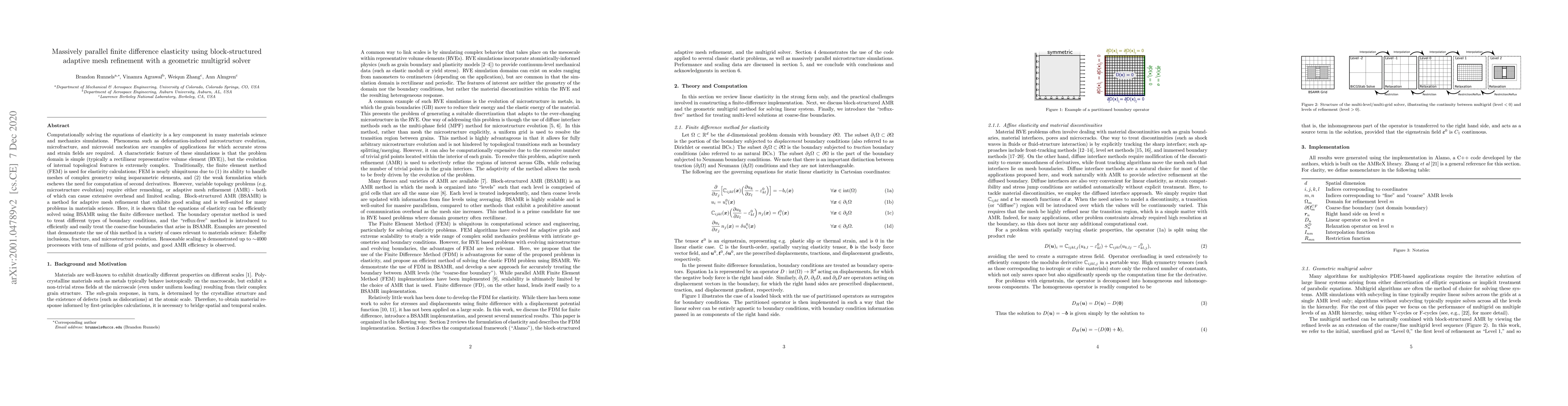 Thumbnail for Massively parallel finite difference elasticity using block-structured
  adaptive mesh refinement with a geometric multigrid solver