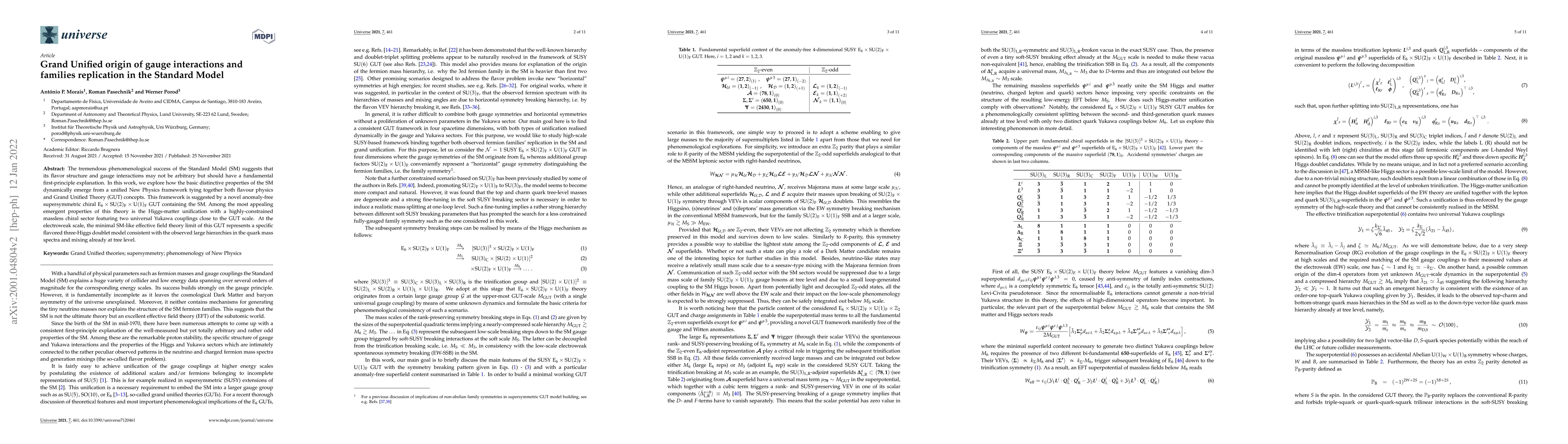 Thumbnail for Grand Unified origin of gauge interactions and families replication in
  the Standard Model