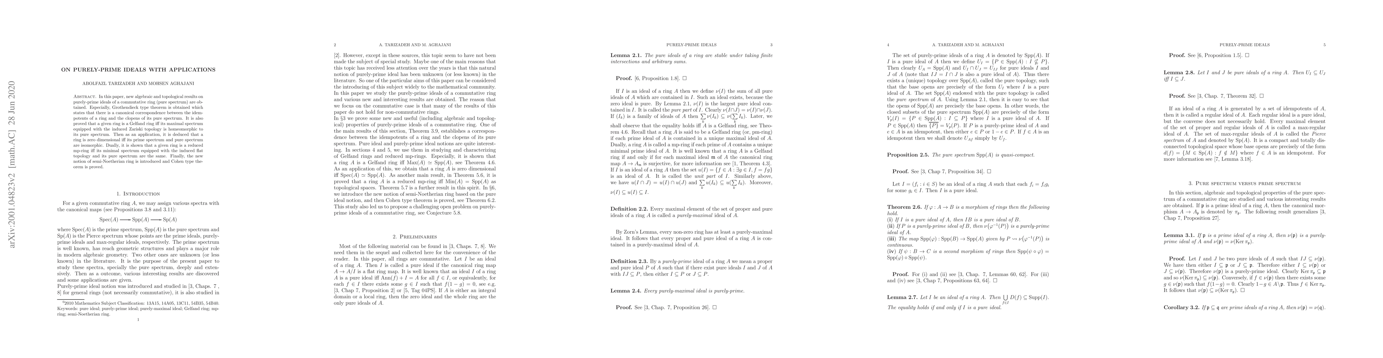 Thumbnail for On purely-prime ideals with applications