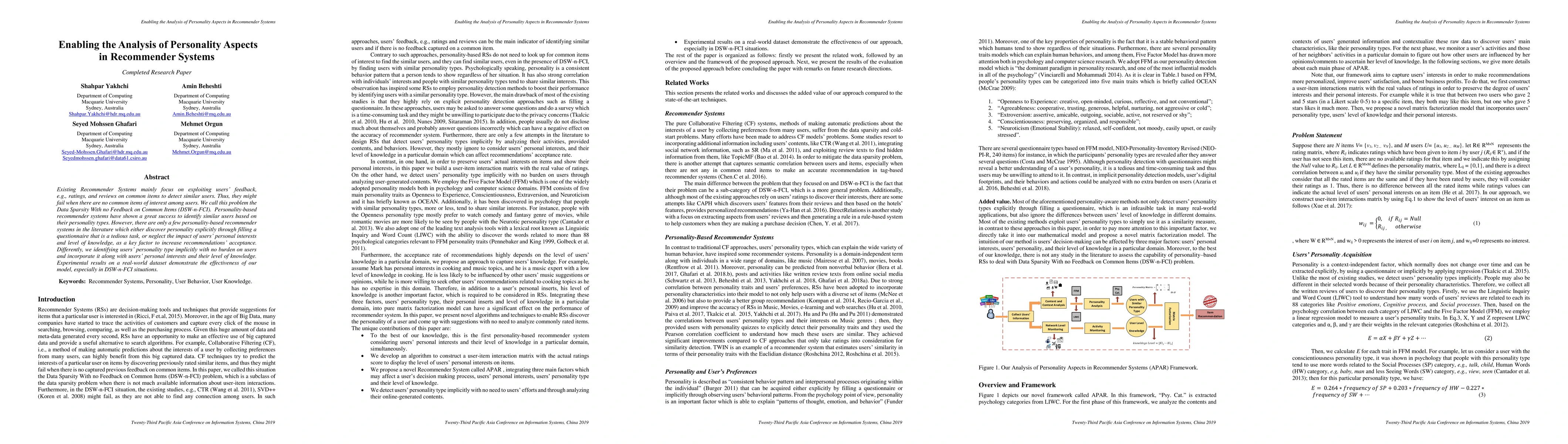 Thumbnail for Enabling the Analysis of Personality Aspects in Recommender Systems