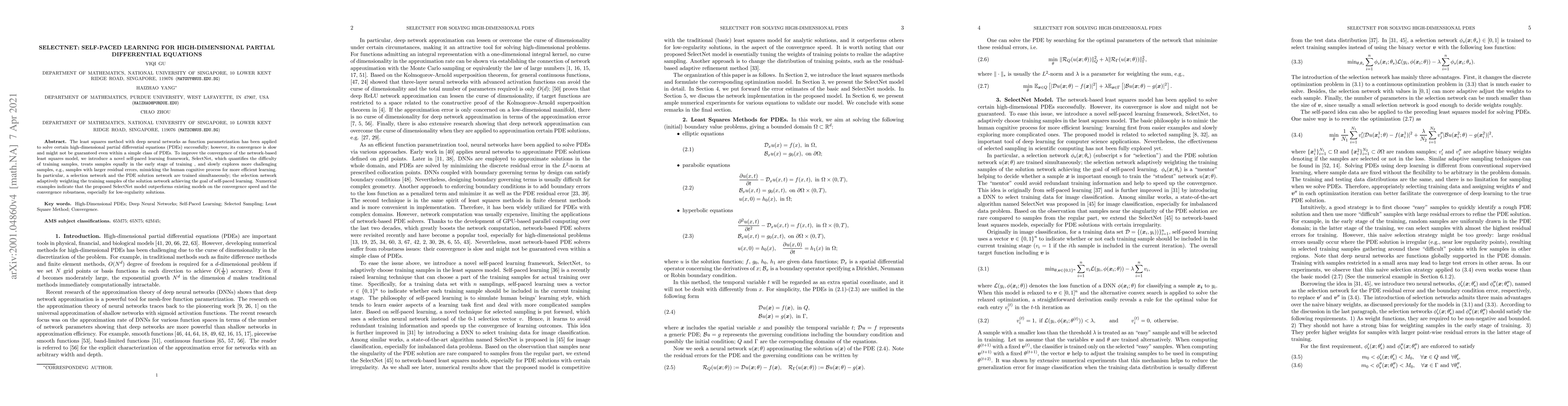 Thumbnail for SelectNet: Self-paced Learning for High-dimensional Partial Differential
  Equations