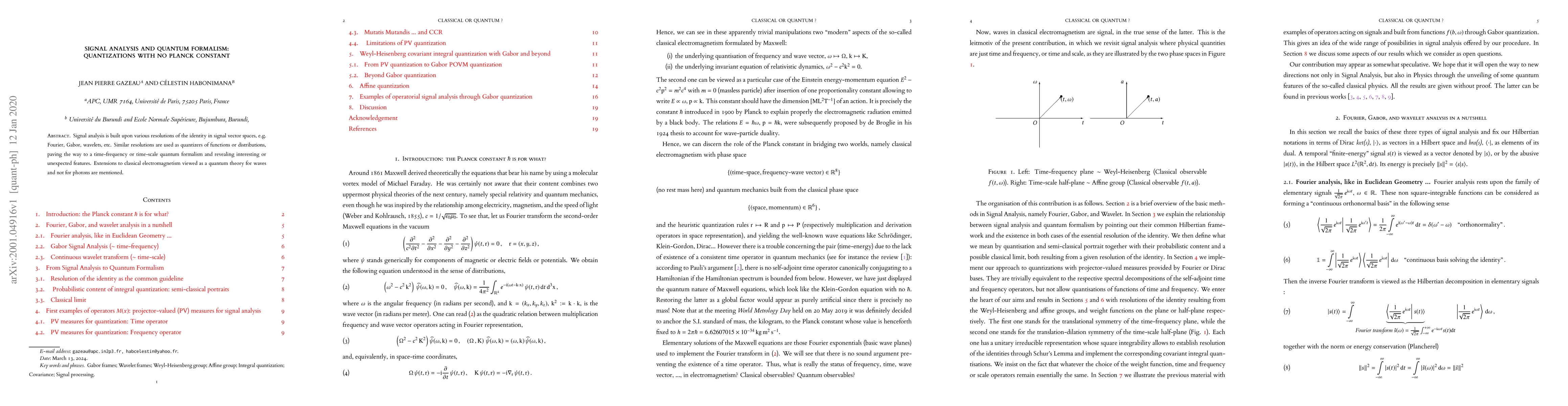 Thumbnail for Signal analysis and quantum formalism: Quantizations with no Planck
  constant