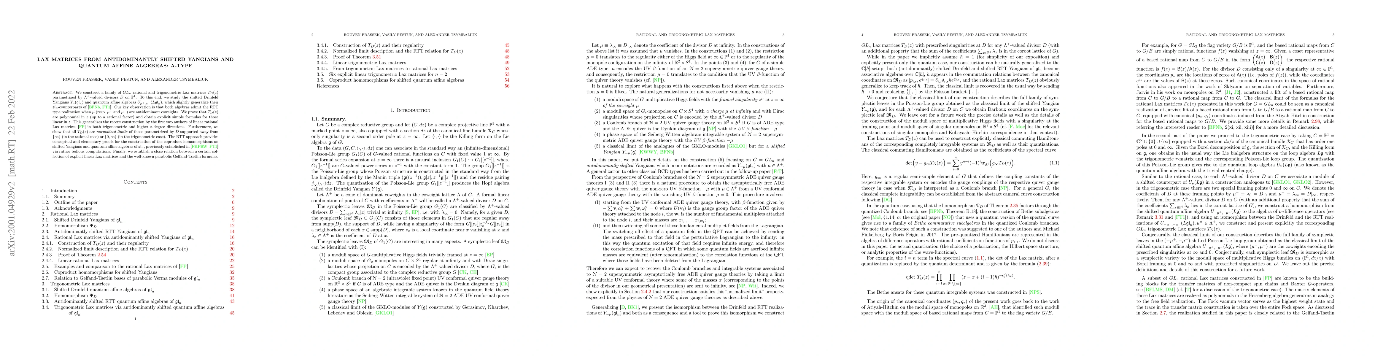 Thumbnail for Lax matrices from antidominantly shifted Yangians and quantum affine
  algebras: A-type