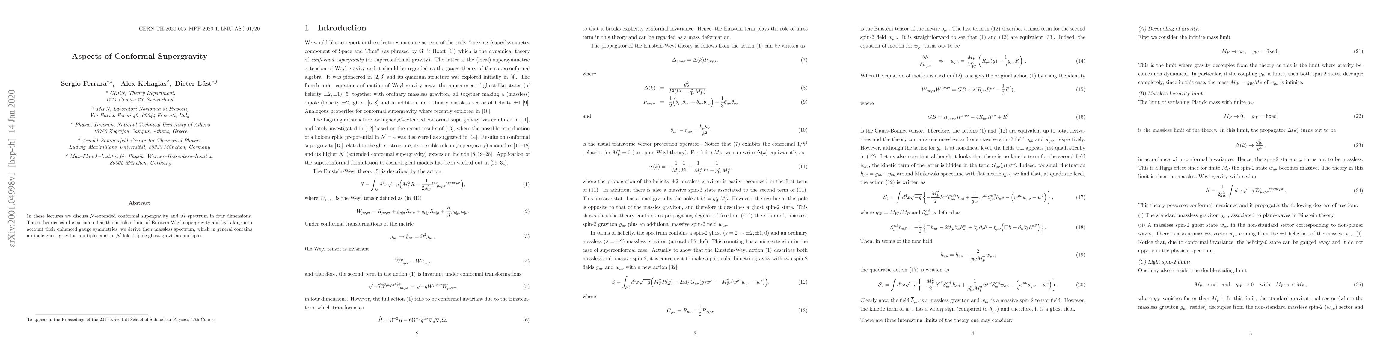 Thumbnail for Aspects of Conformal Supergravity