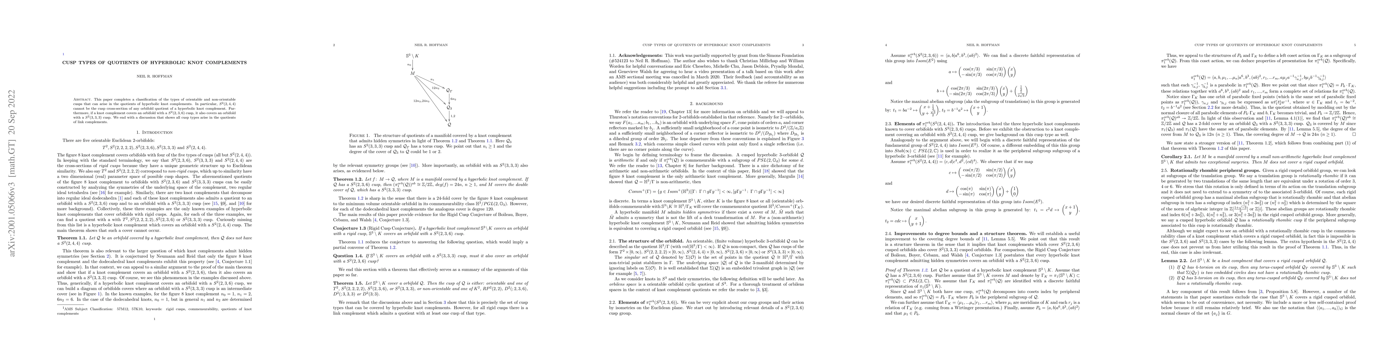 Thumbnail for Cusp types of quotients of hyperbolic knot complements