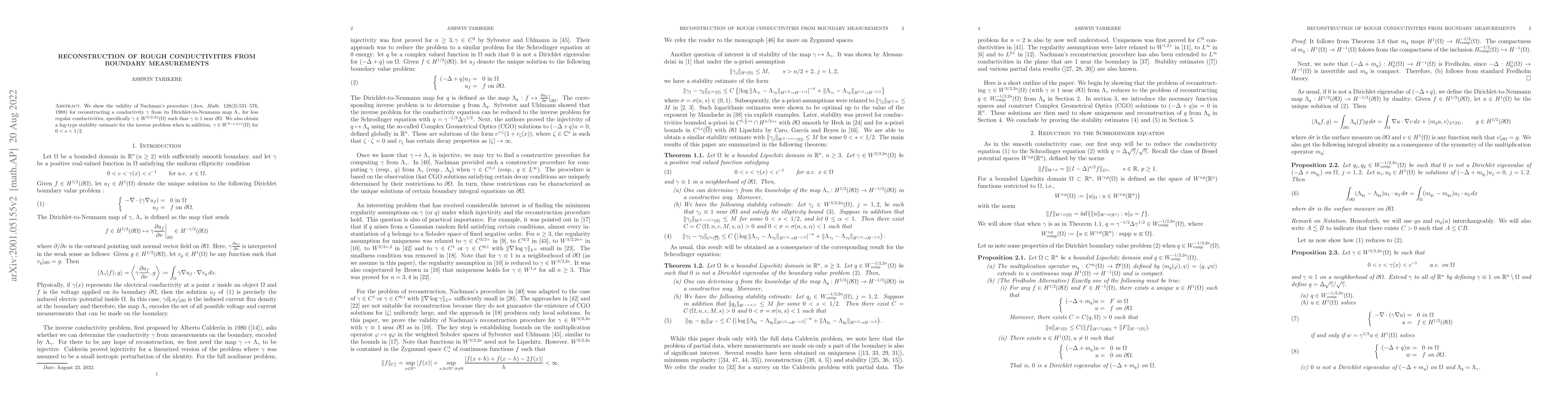 Thumbnail for Reconstruction of Rough Conductivities from Boundary Measurements