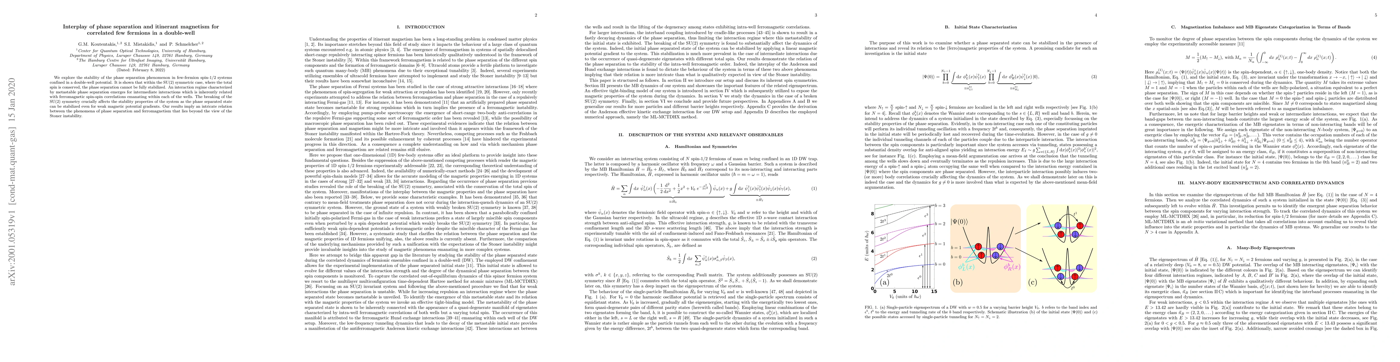 Thumbnail for Interplay of phase separation and itinerant magnetism for correlated few
  fermions in a double-well