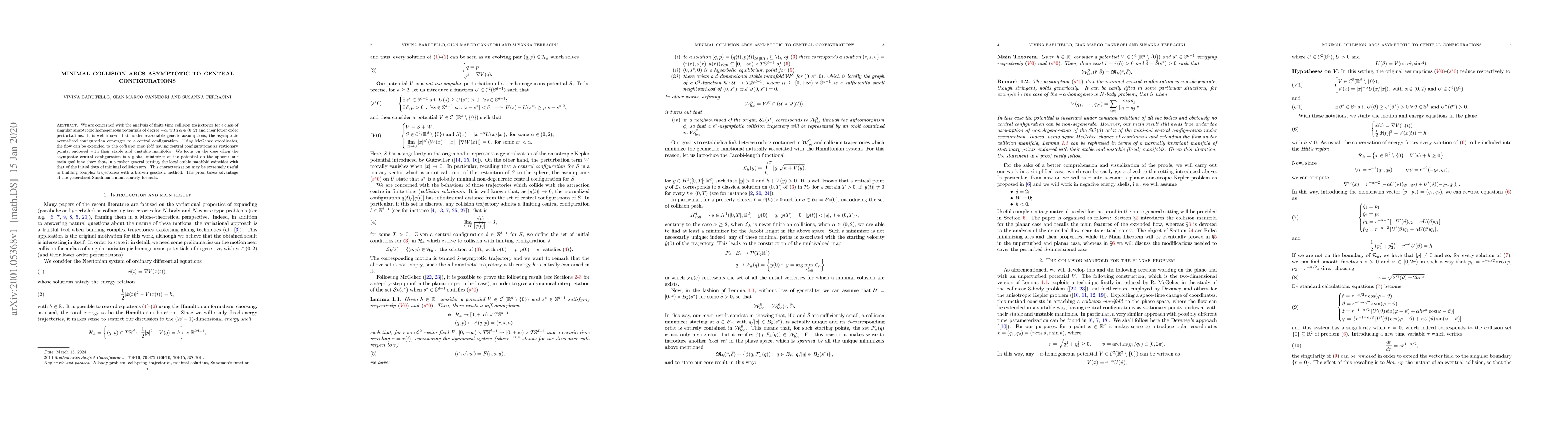 Thumbnail for Minimal collision arcs asymptotic to central configurations