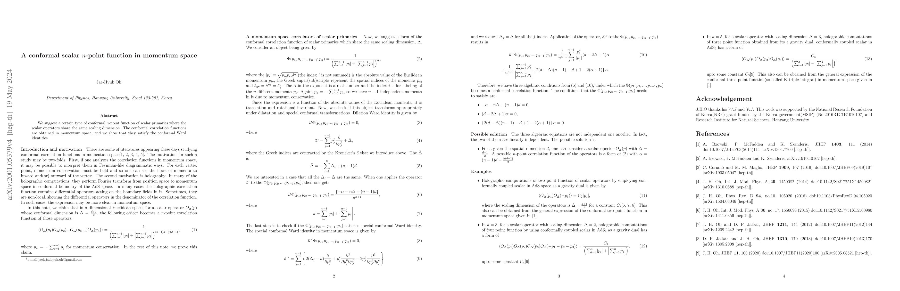 Thumbnail for A conformal scalar $n$-point function in momentum space