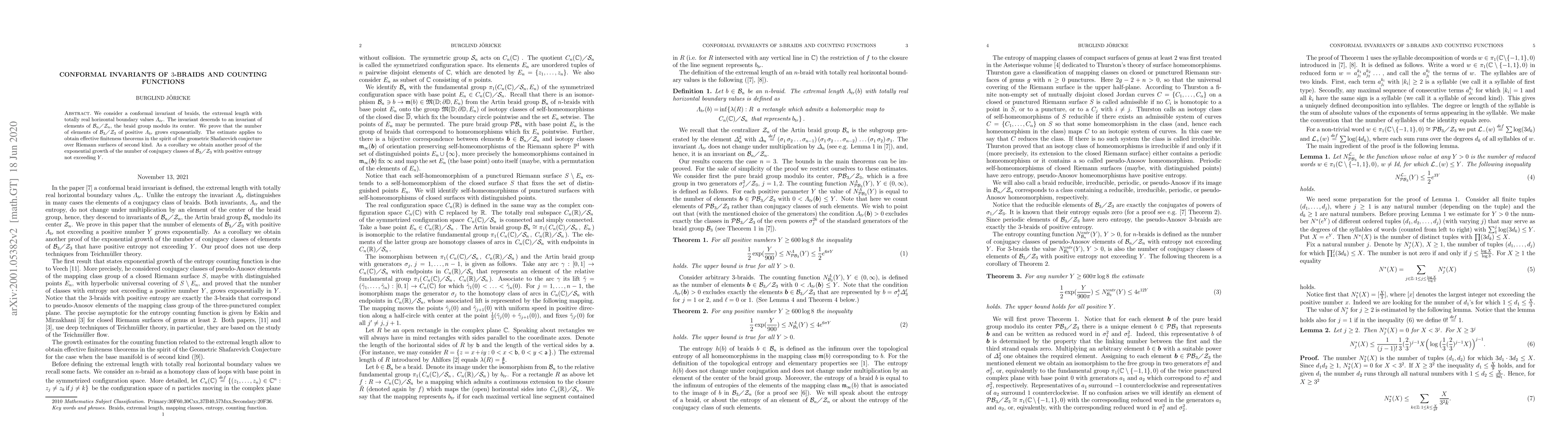 Thumbnail for Conformal invariants of $3$-Braids and Counting Functions