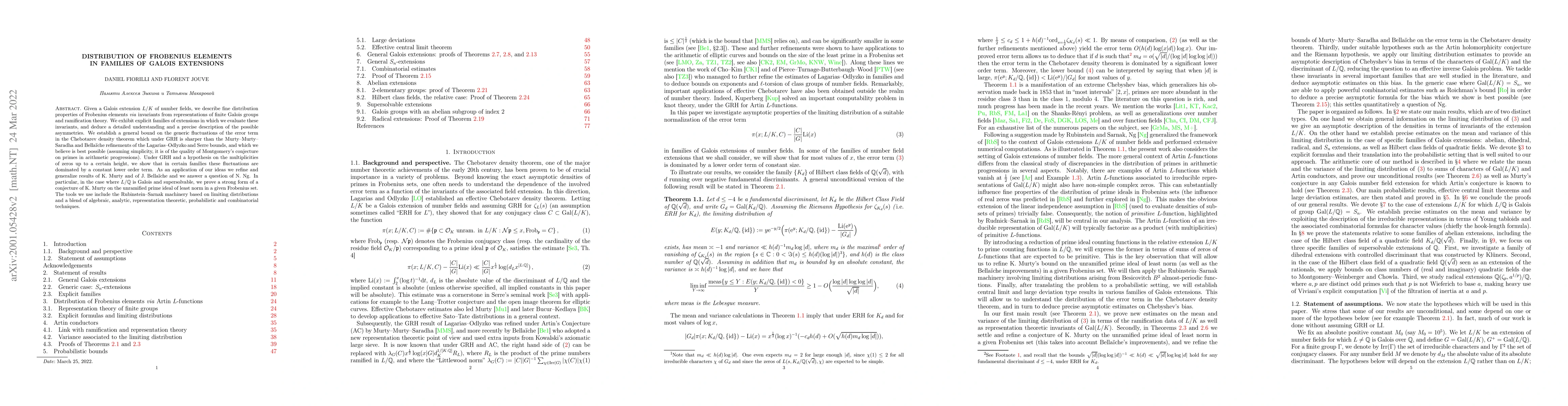 Thumbnail for Distribution of Frobenius elements in families of Galois extensions