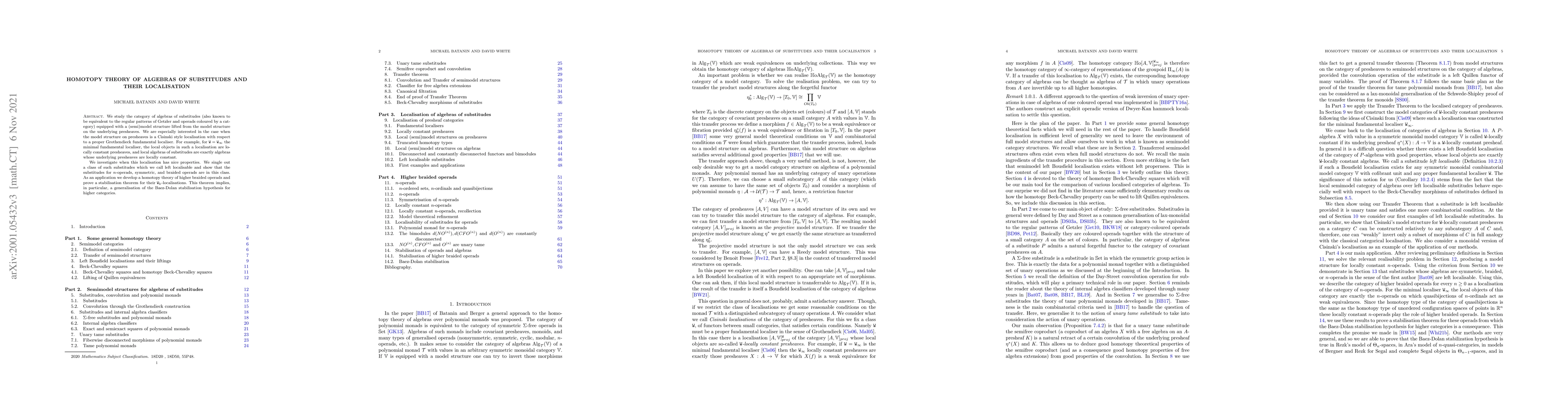 Thumbnail for Homotopy theory of algebras of substitudes and their localisation