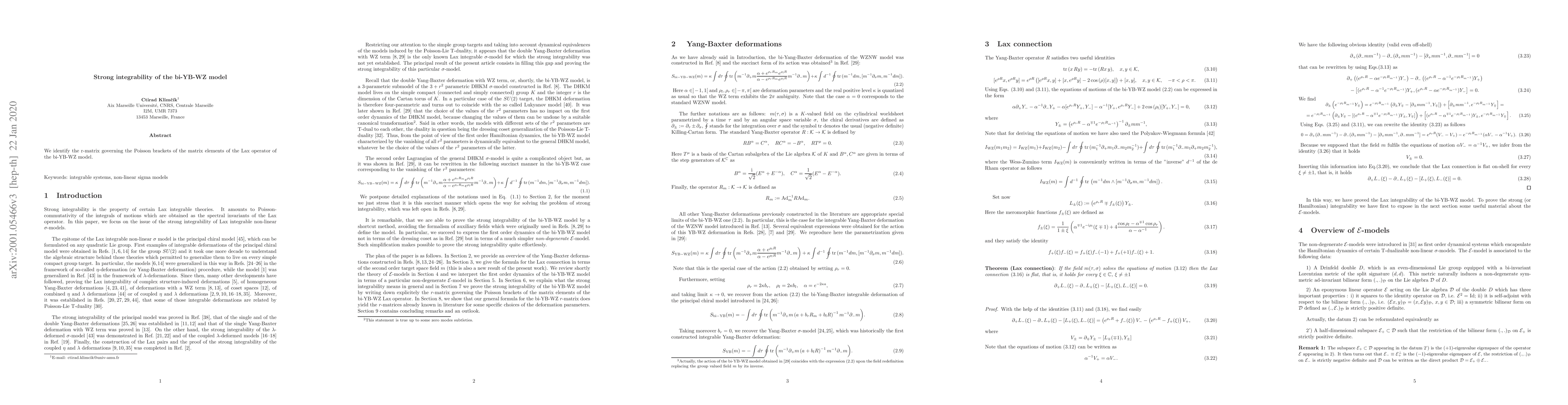 Thumbnail for Strong integrability of the bi-YB-WZ model