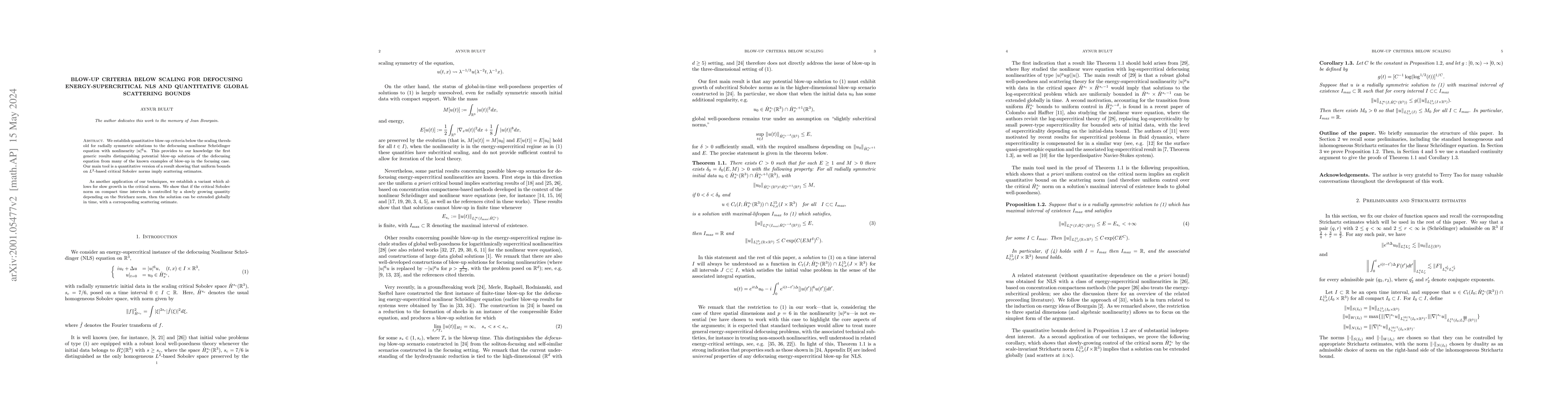 Thumbnail for Blow-up criteria below scaling for defocusing energy-supercritical NLS
  and quantitative global scattering bounds