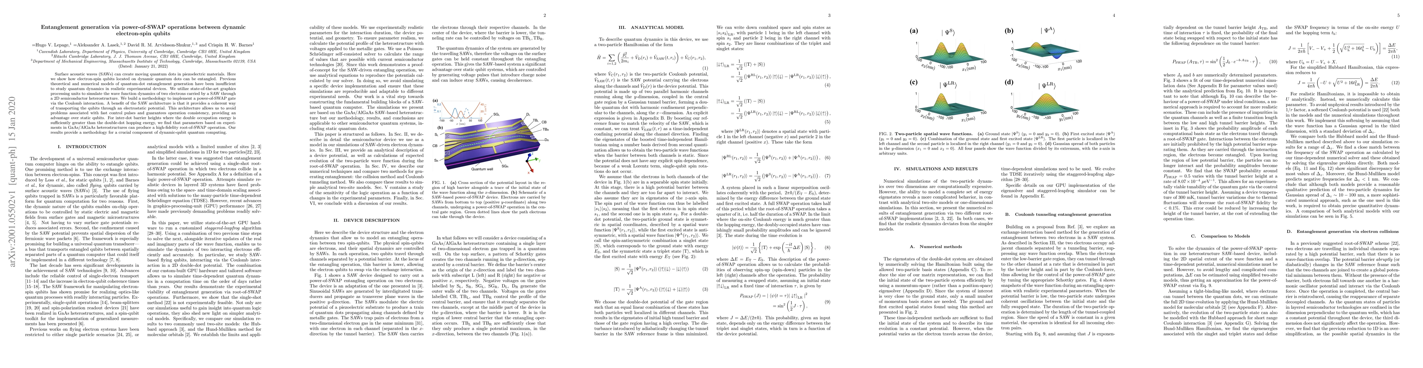 Thumbnail for Entanglement generation via power-of-SWAP operations between dynamic
  electron-spin qubits