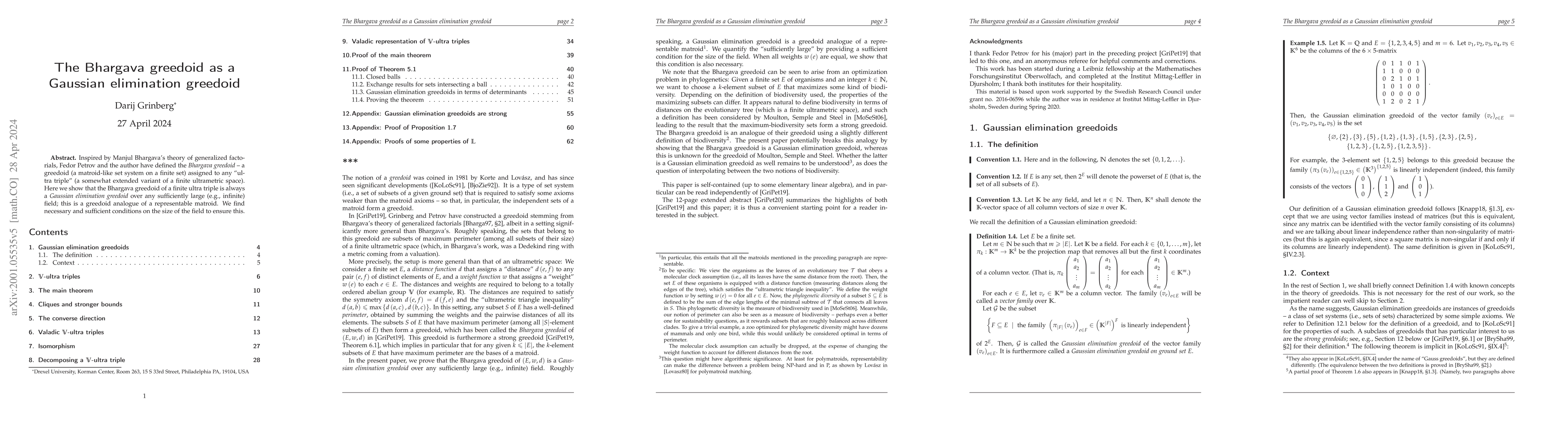 Thumbnail for The Bhargava greedoid as a Gaussian elimination greedoid