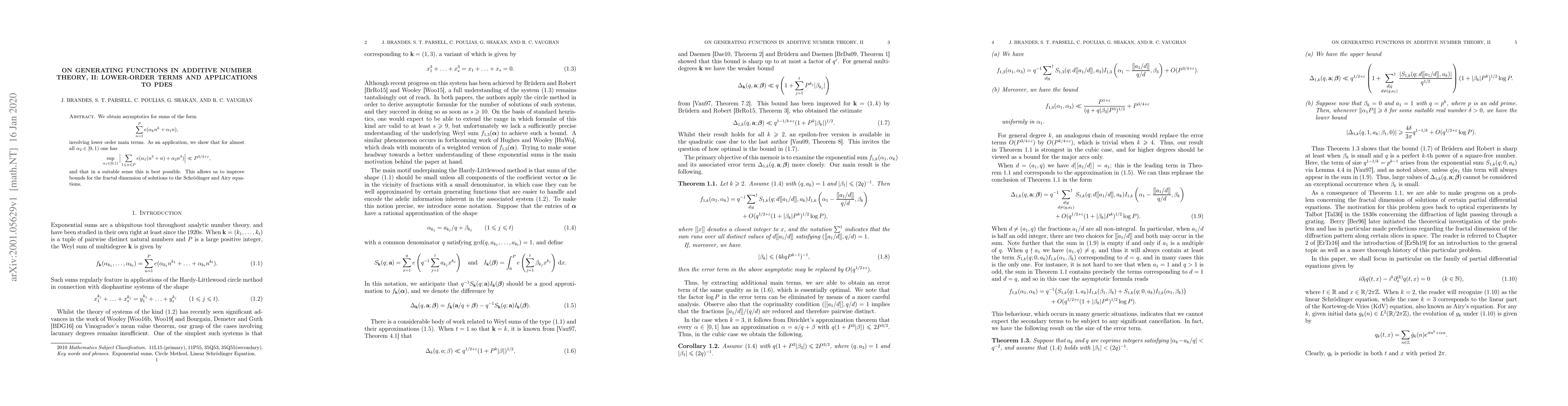 Thumbnail for On generating functions in additive number theory, II: Lower-order terms
  and applications to PDEs