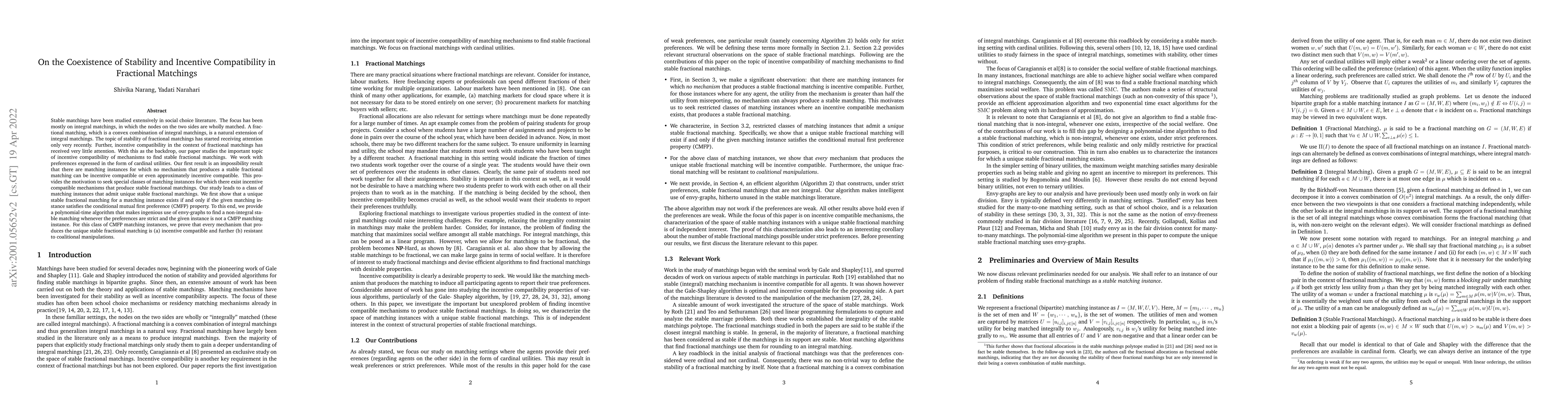 Thumbnail for On the Coexistence of Stability and Incentive Compatibility in
  Fractional Matchings