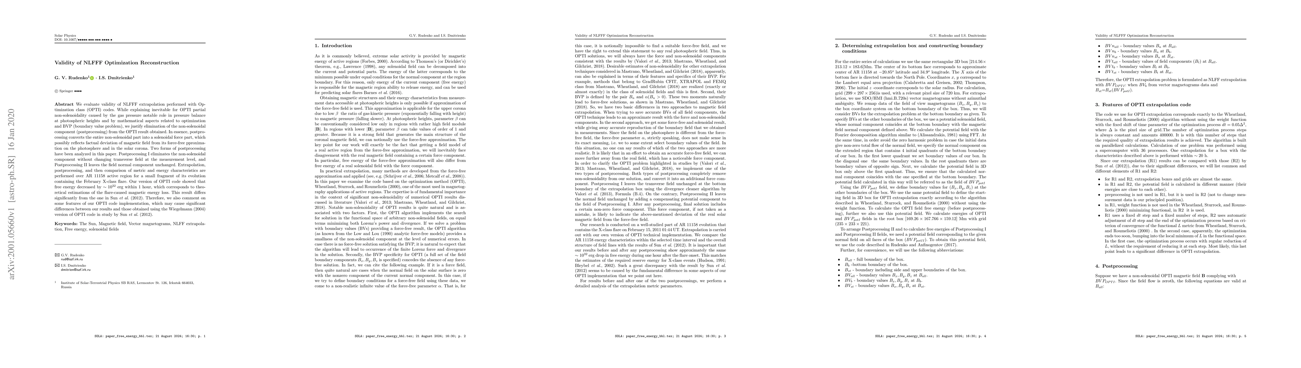 Thumbnail for Validity of NLFFF Optimization Reconstruction