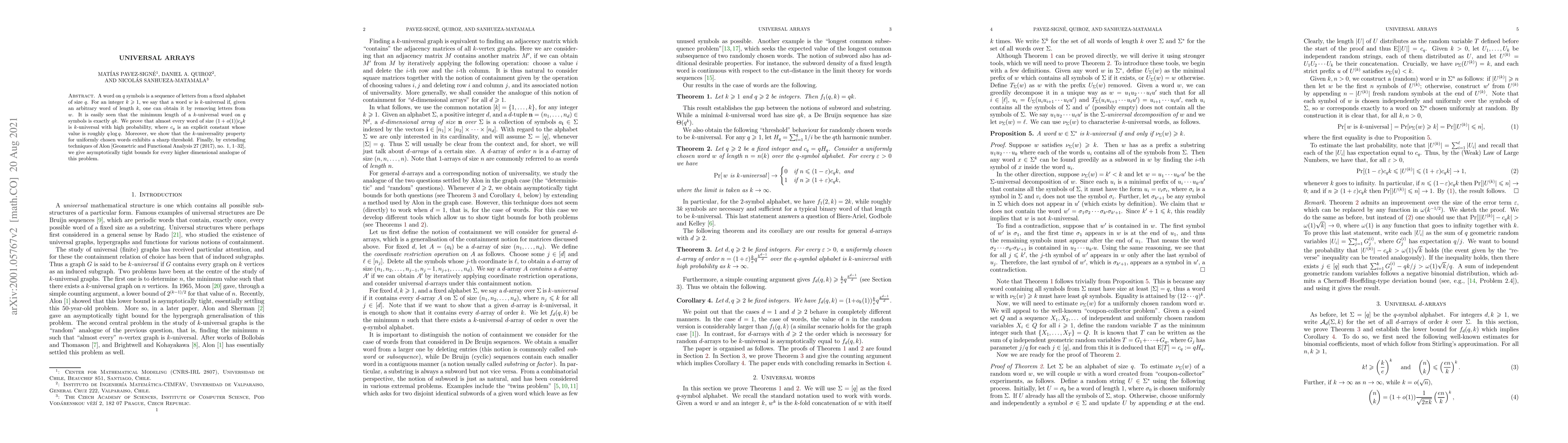 Thumbnail for Universal arrays