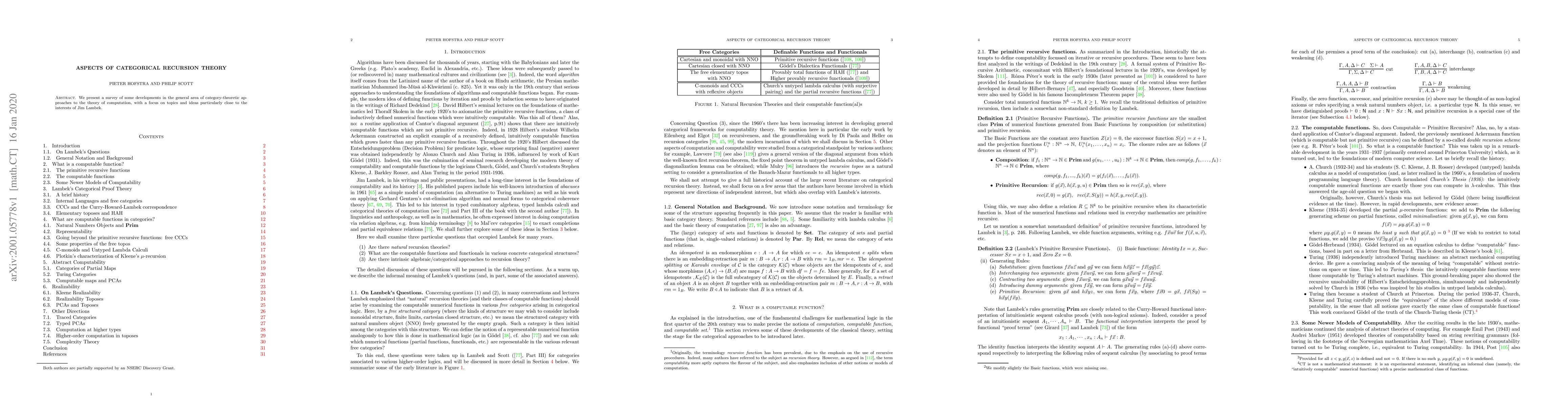 Thumbnail for Aspects of categorical recursion theory
