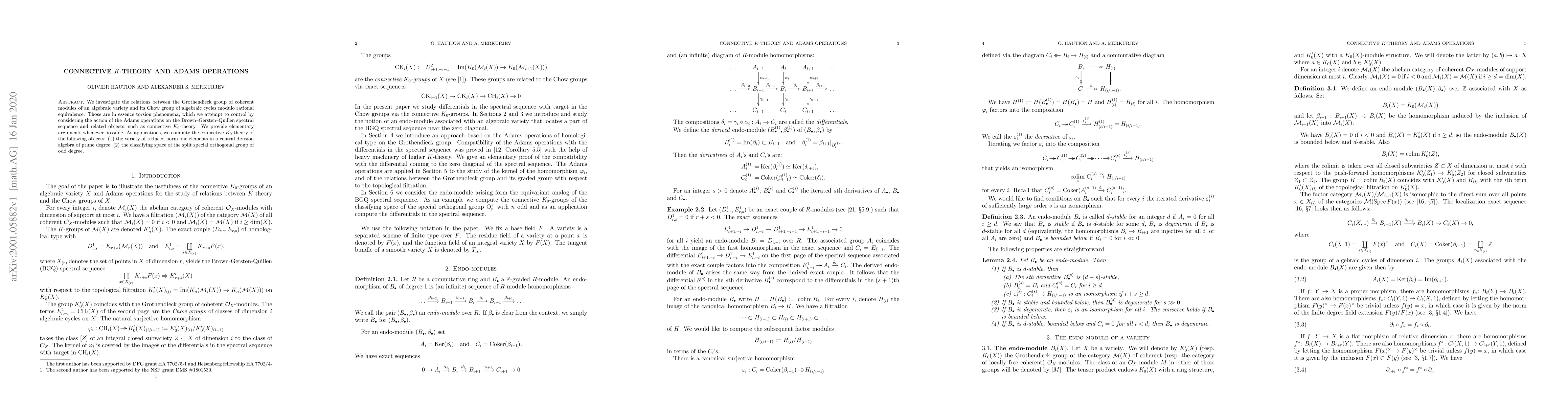 Thumbnail for Connective K-theory and Adams operations
