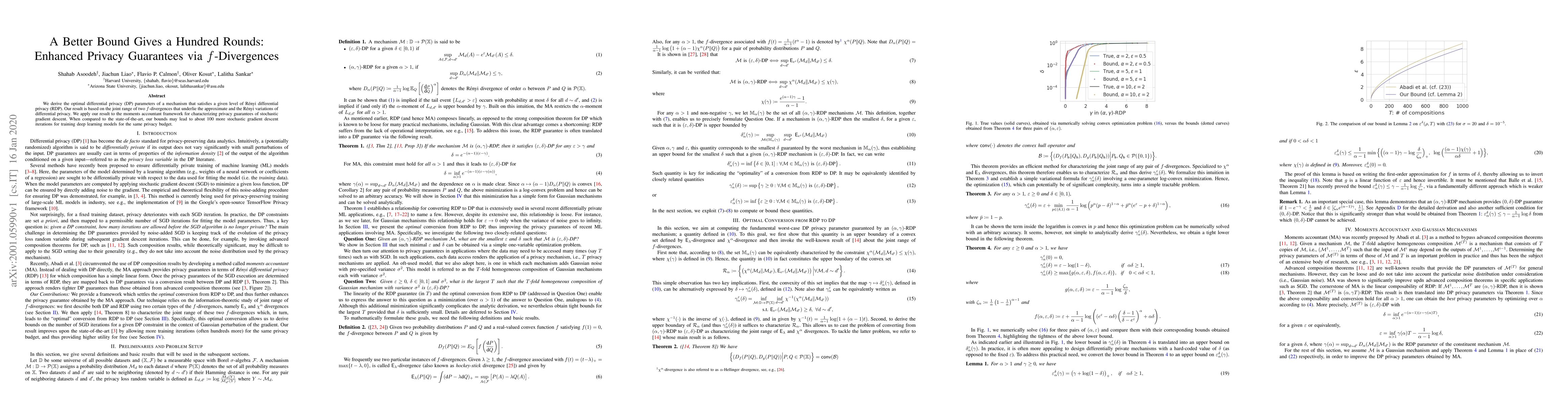 Thumbnail for A Better Bound Gives a Hundred Rounds: Enhanced Privacy Guarantees via
  $f$-Divergences