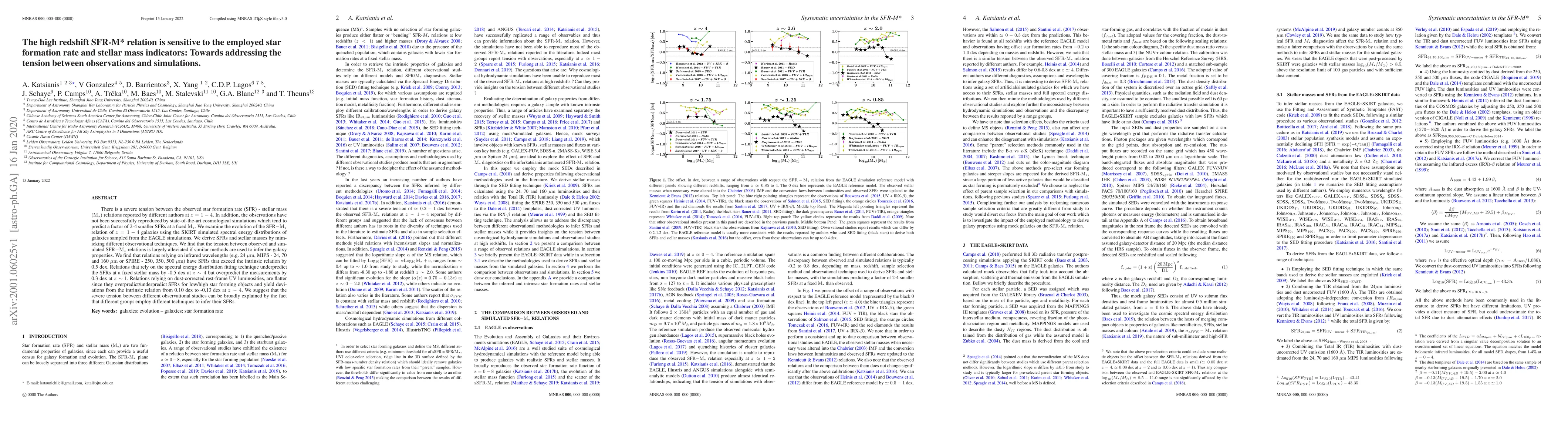 Thumbnail for The high redshift SFR-M* relation is sensitive to the employed star
  formation rate and stellar mass indicators: Towards addressing the tension
  between observations and simulations