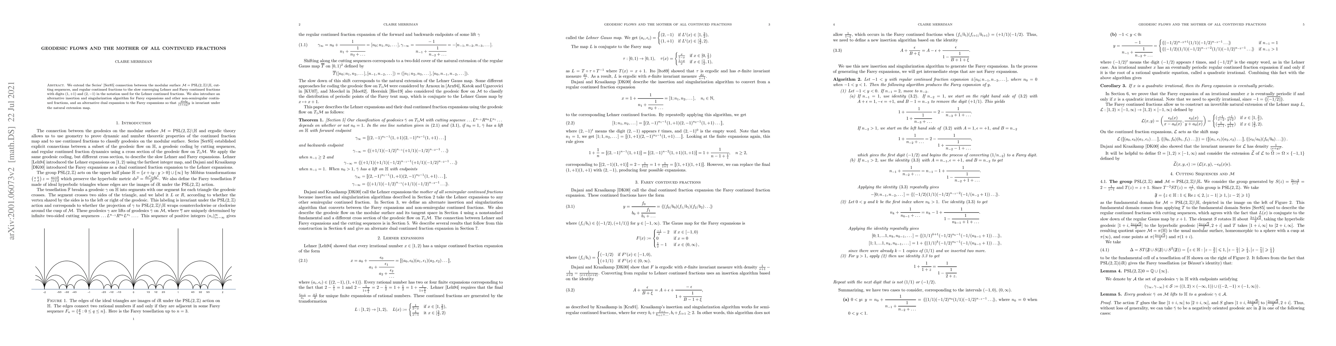 Thumbnail for Geodesic flows and the mother of all continued fractions