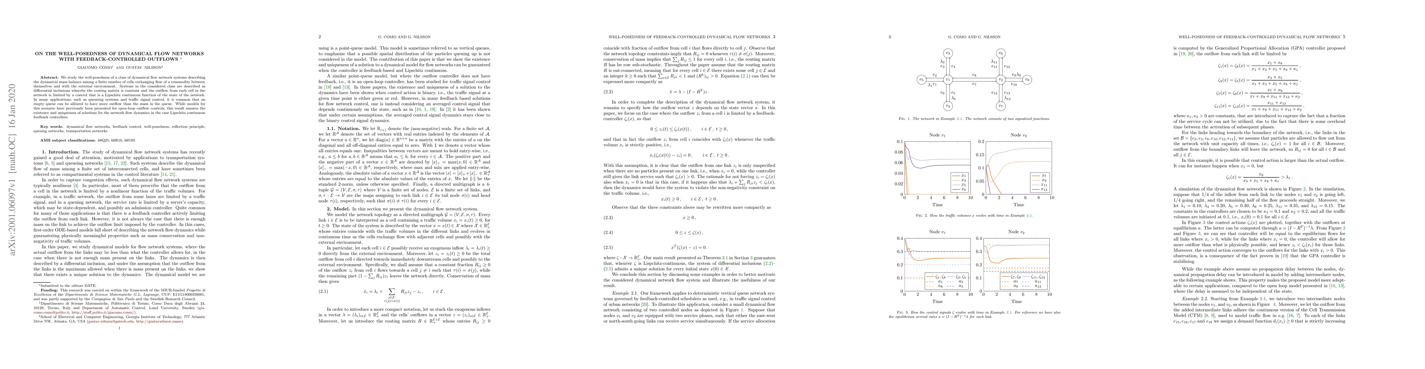 Thumbnail for On the Well-Posedness of Dynamical Flow Networks With
  Feedback-Controlled Outflows