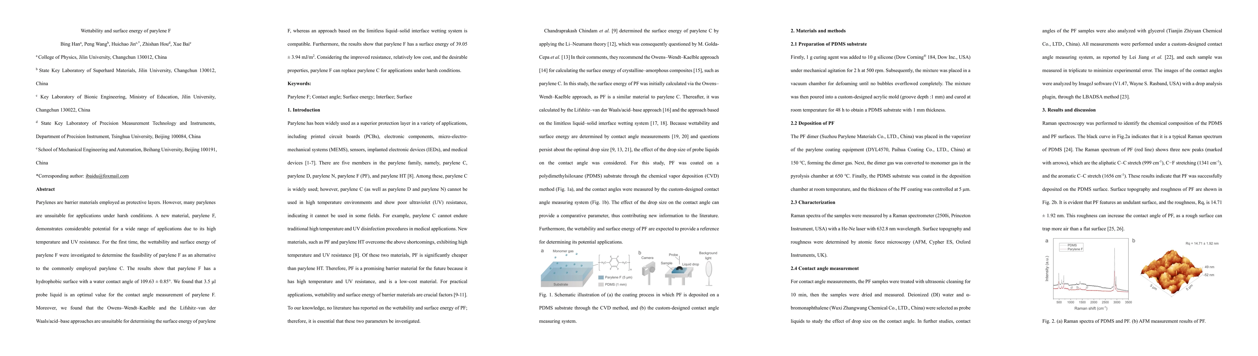 Thumbnail for Wettability and surface energy of parylene F