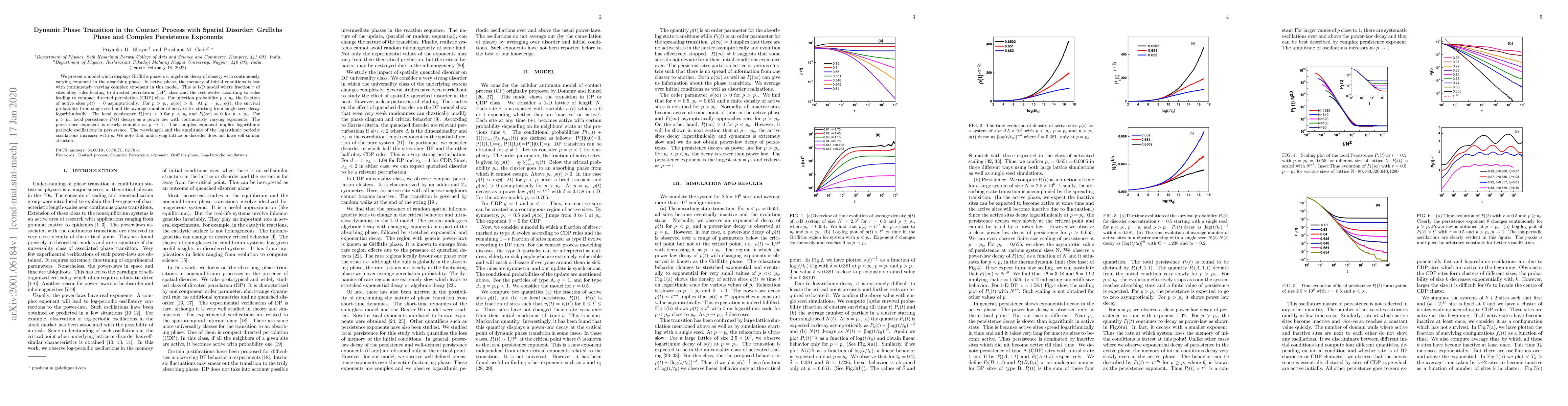 Thumbnail for Dynamic Phase Transition in the Contact Process with Spatial Disorder:
  Griffths Phase and Complex Persistence Exponents