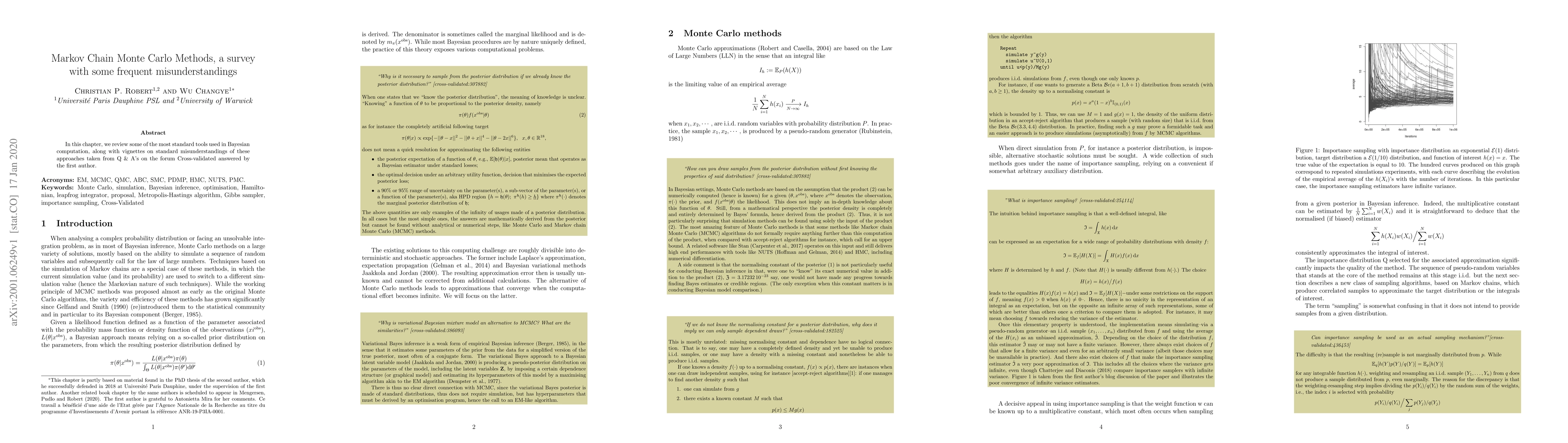 Thumbnail for Markov Chain Monte Carlo Methods, a survey with some frequent
  misunderstandings