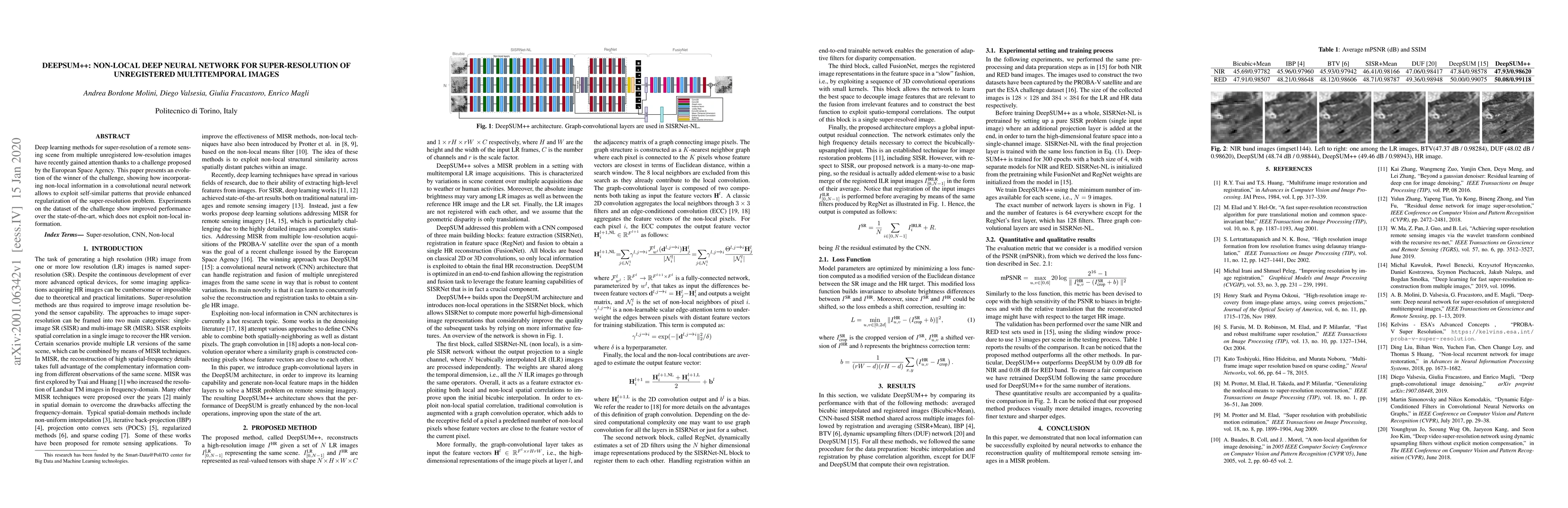Thumbnail for DeepSUM++: Non-local Deep Neural Network for Super-Resolution of
  Unregistered Multitemporal Images