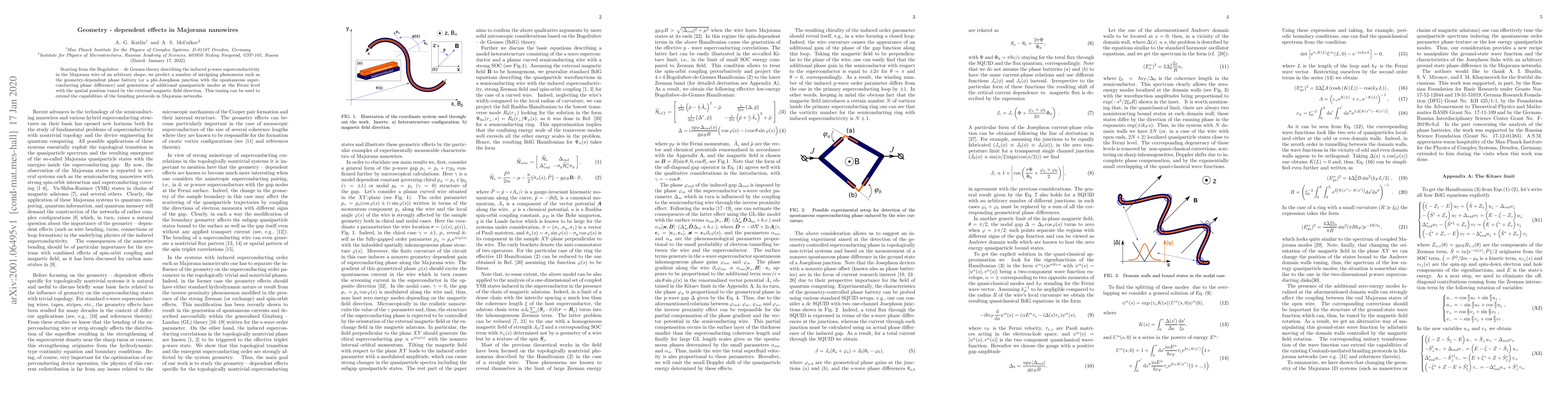 Thumbnail for Geometry -- dependent effects in Majorana nanowires