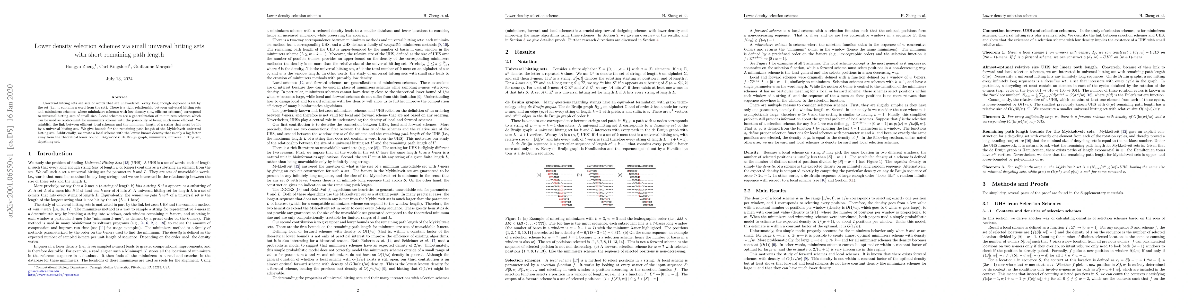 Thumbnail for Lower density selection schemes via small universal hitting sets with
  short remaining path length
