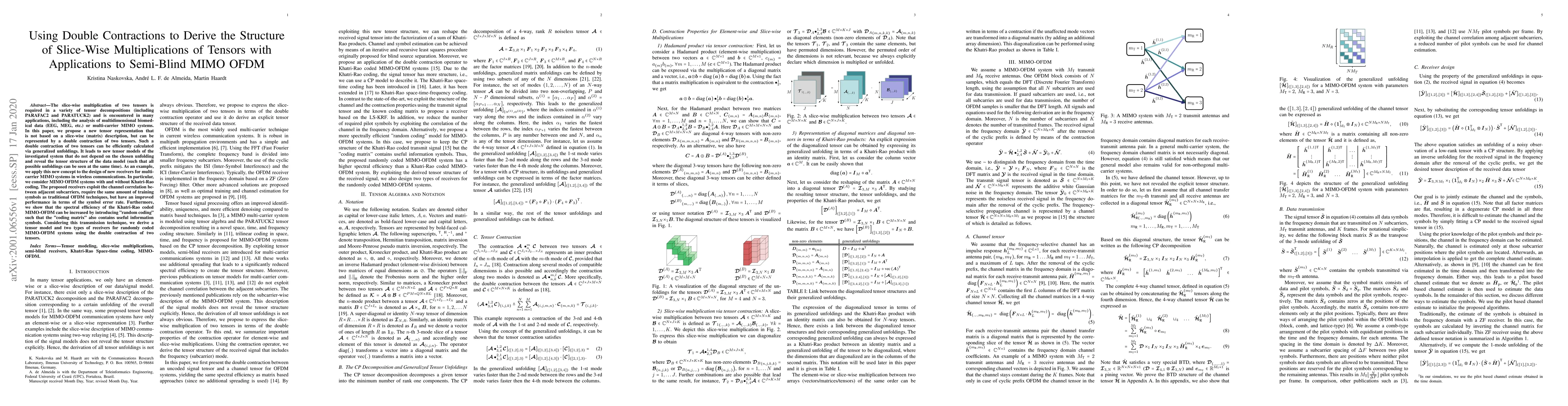 Thumbnail for Using Double Contractions to Derive the Structure of Slice-Wise
  Multiplications of Tensors with Applications to Semi-Blind MIMO OFDM