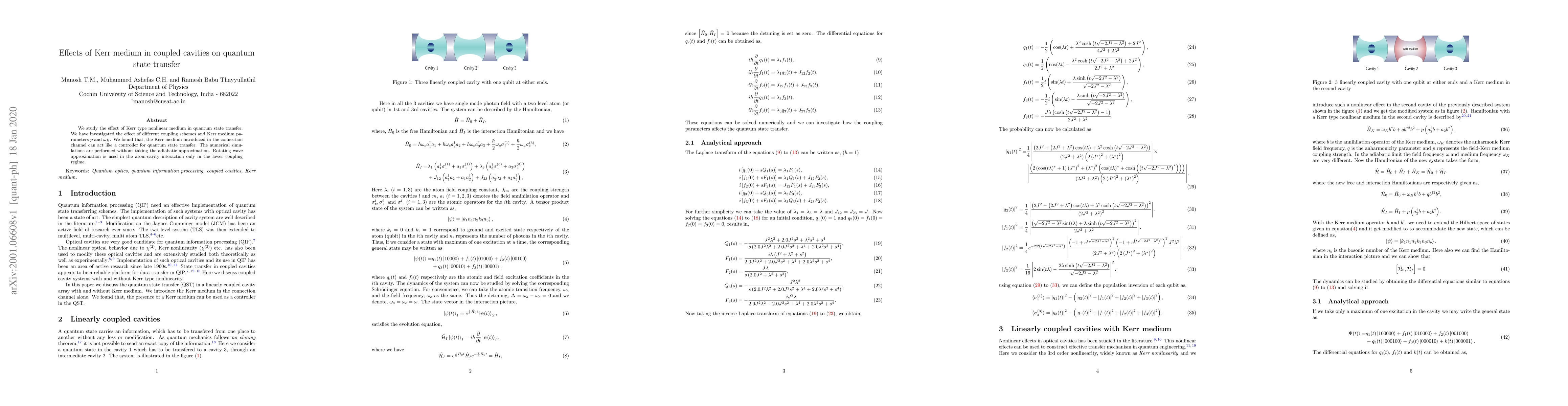 Thumbnail for Effects of Kerr medium in coupled cavities on quantum state transfer