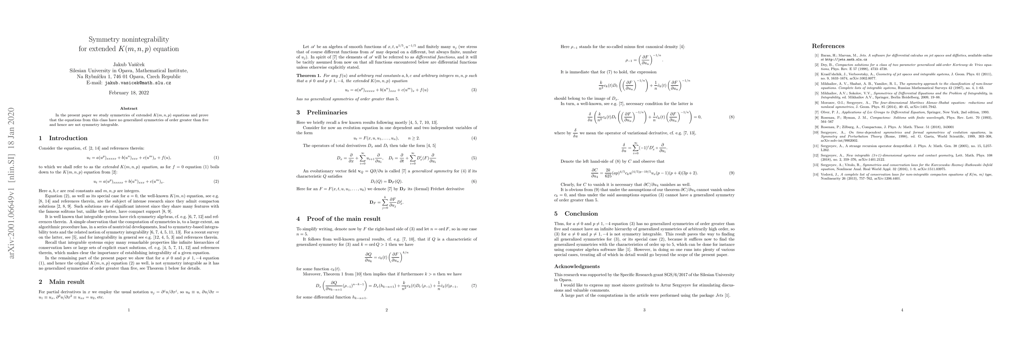 Thumbnail for Symmetry nonintegrability for extended $K(m,n,p)$ equation