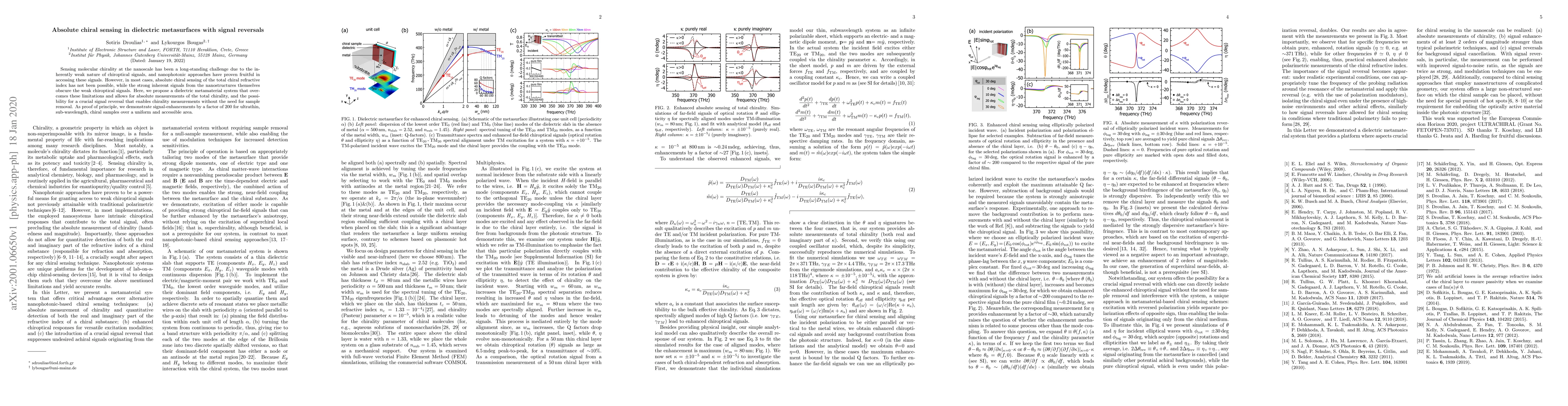 Thumbnail for Absolute chiral sensing in dielectric metasurfaces with signal reversals