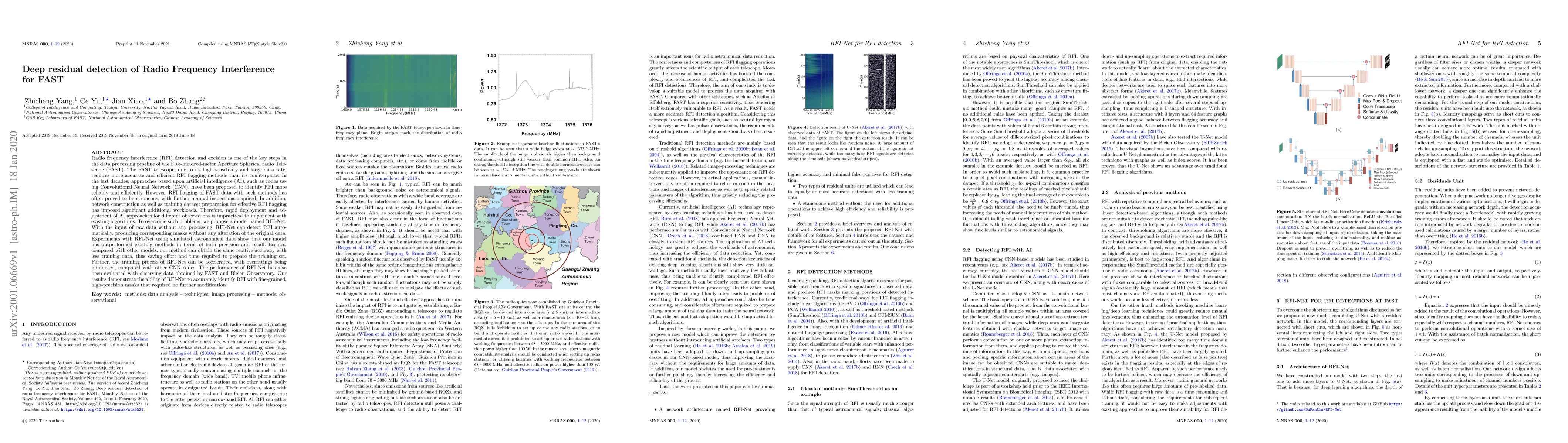 Thumbnail for Deep residual detection of radio frequency interference for FAST