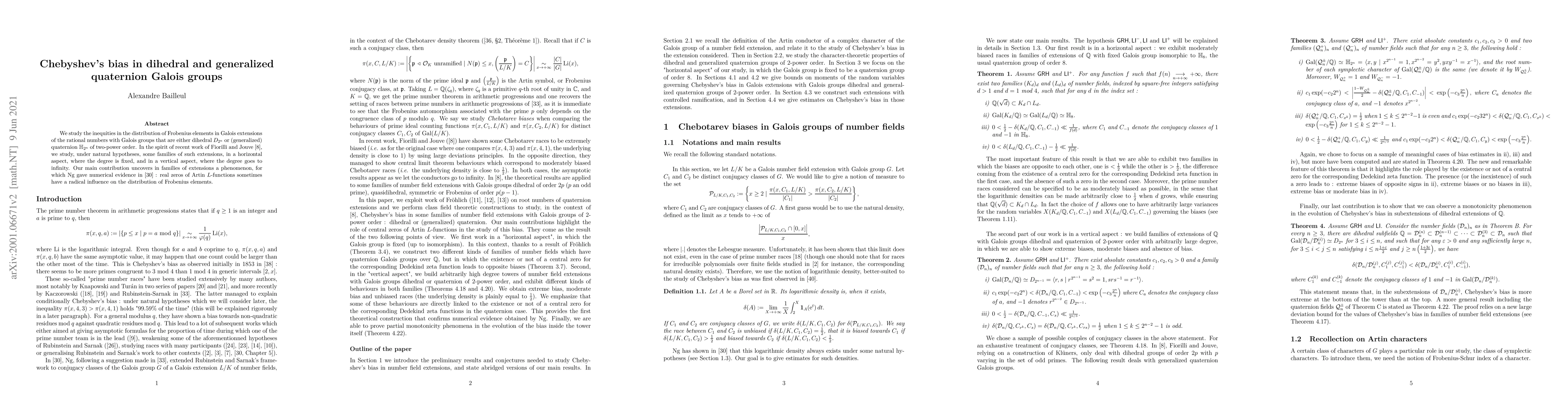 Thumbnail for Chebyshev's bias in dihedral and generalized quaternion Galois groups