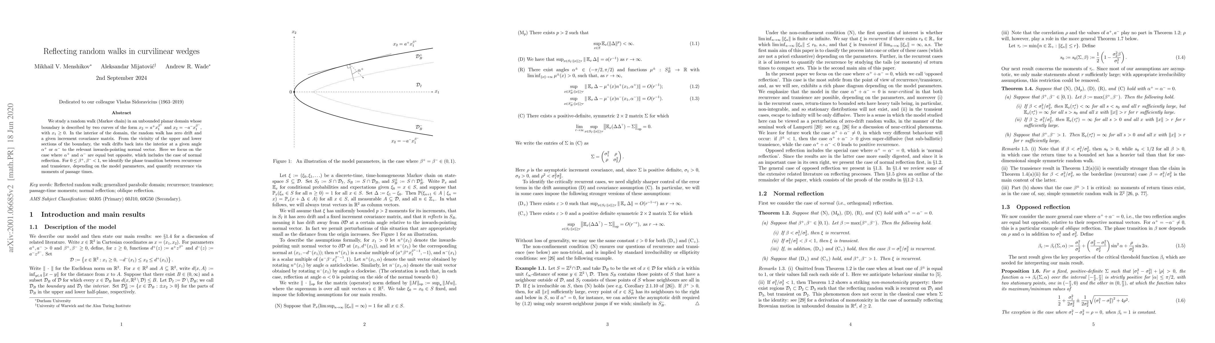 Thumbnail for Reflecting random walks in curvilinear wedges
