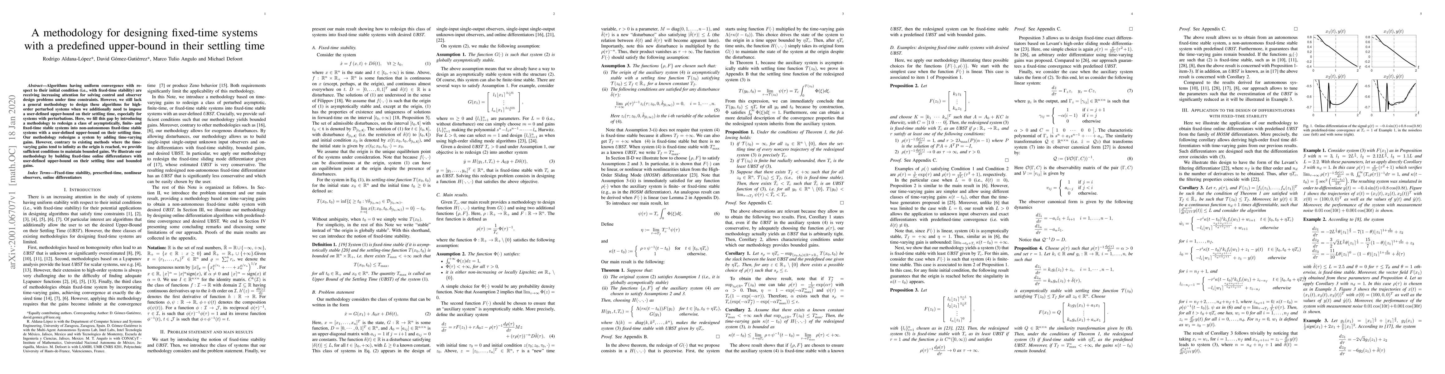Thumbnail for A methodology for designing fixed-time stable systems with a predefined
  upper-bound in their settling time