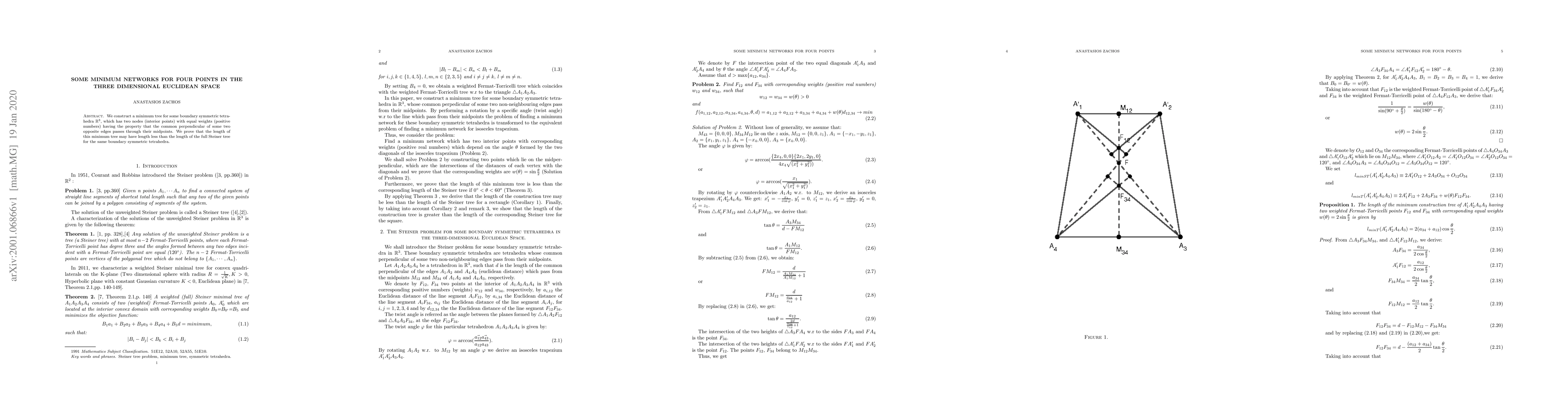 Thumbnail for Some minimum networks for four points in the three dimensional Euclidean
  Space