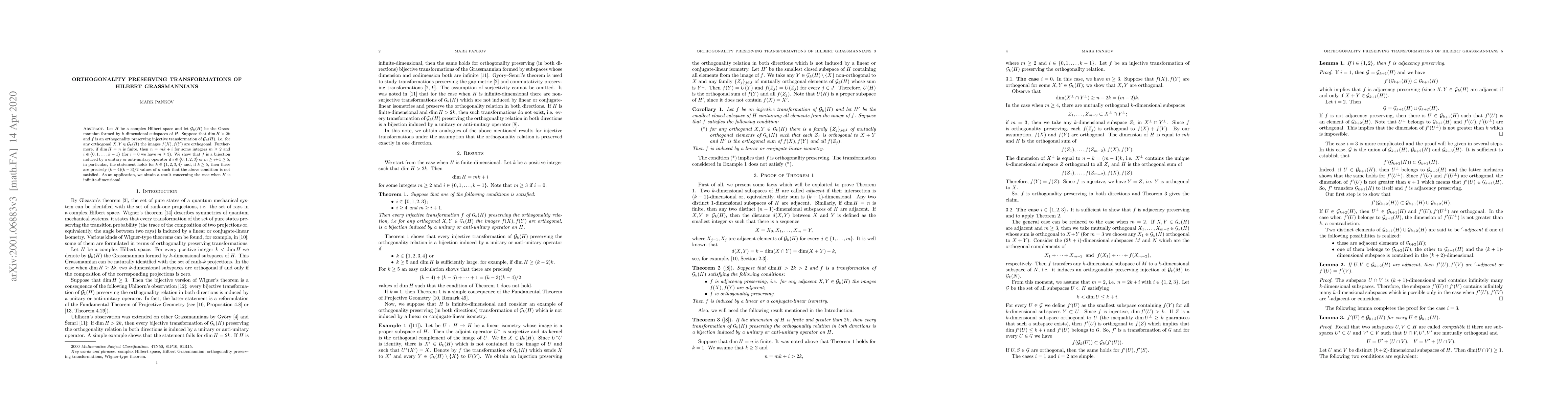 Thumbnail for Orthogonality preserving transformations of Hilbert Grassmannians