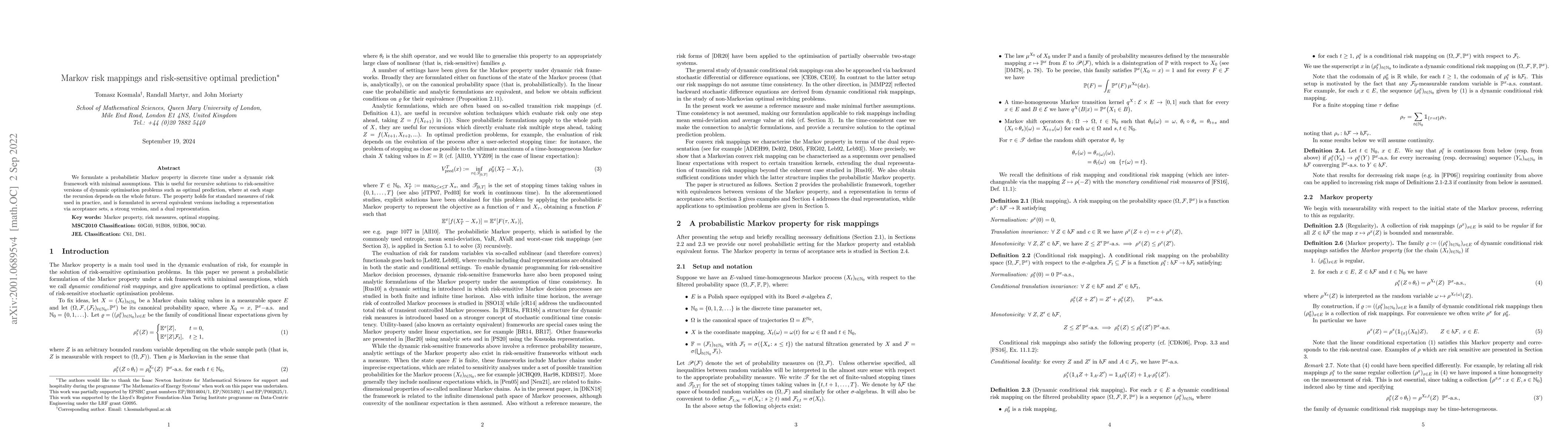 Thumbnail for Markov risk mappings and risk-sensitive optimal prediction