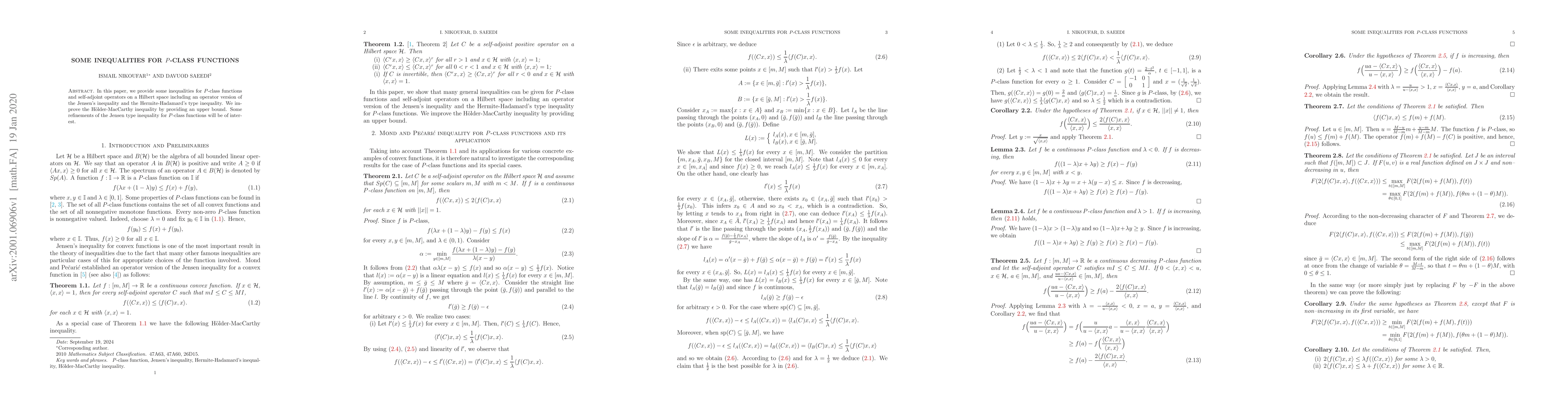 Thumbnail for Some inequalities for P-class functions