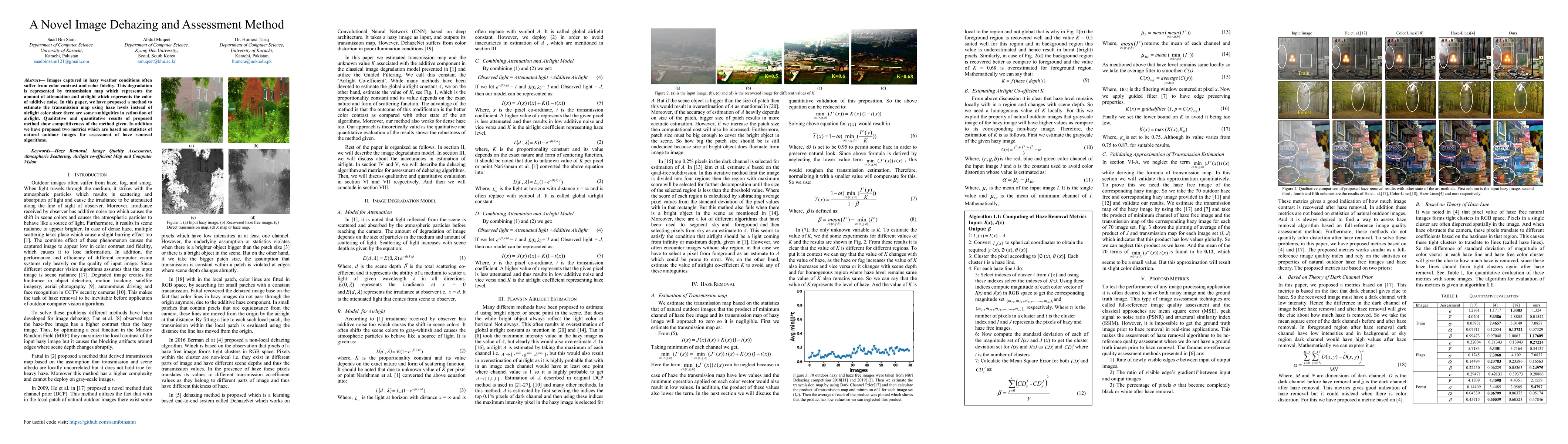 Thumbnail for A Novel Image Dehazing and Assessment Method