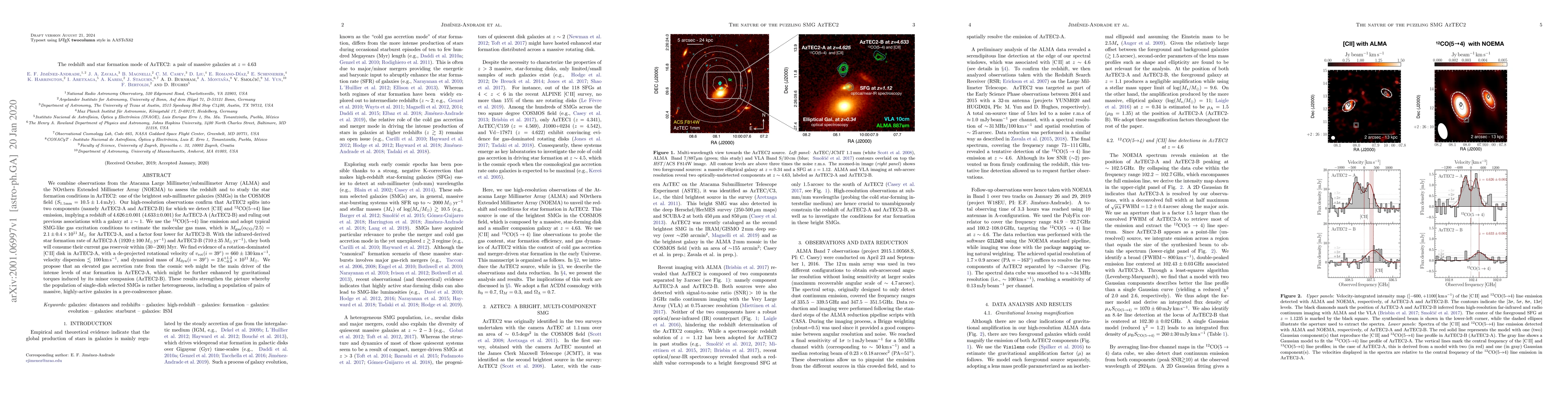 Thumbnail for The redshift and star formation mode of AzTEC2: a pair of massive
  galaxies at $z=4.63$